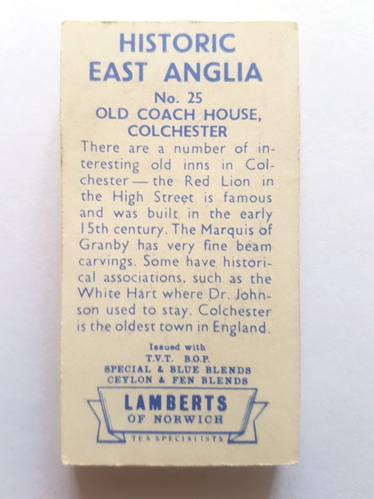 Photo of the back of these Historic East Anglia tea cards