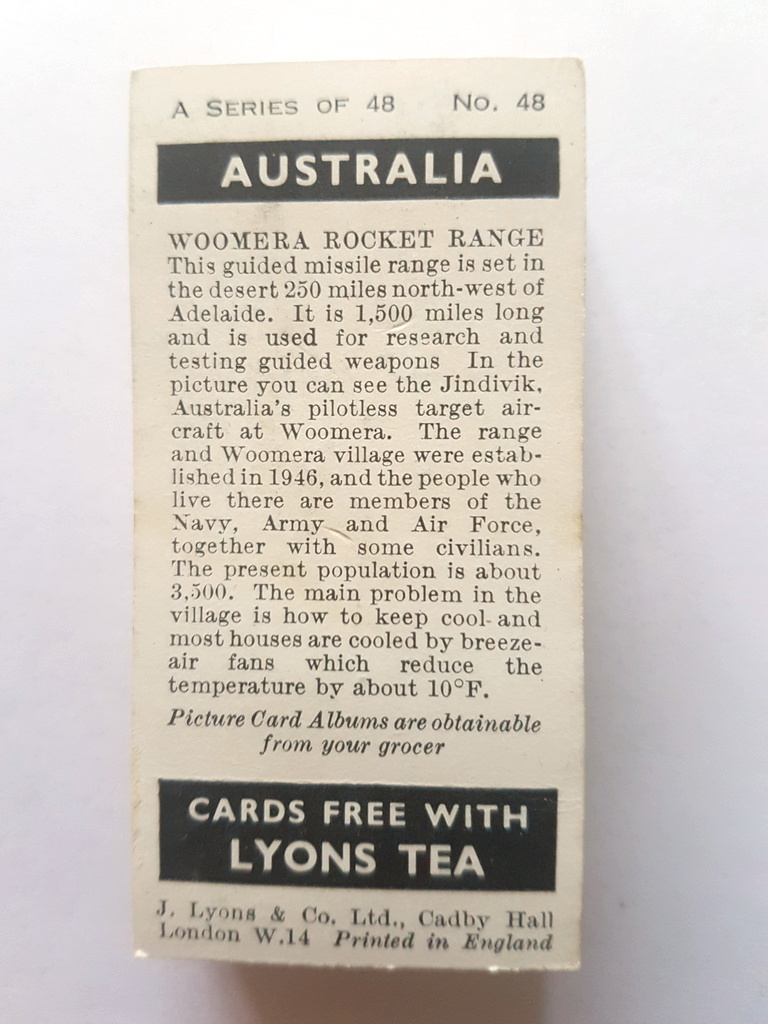 Photo of the back of these Australia tea cards