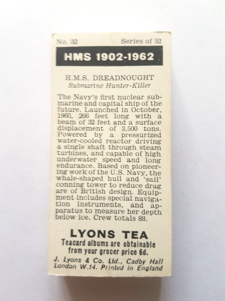 Photo of the back of these HMS 1902-1962 (descriptive back) tea cards