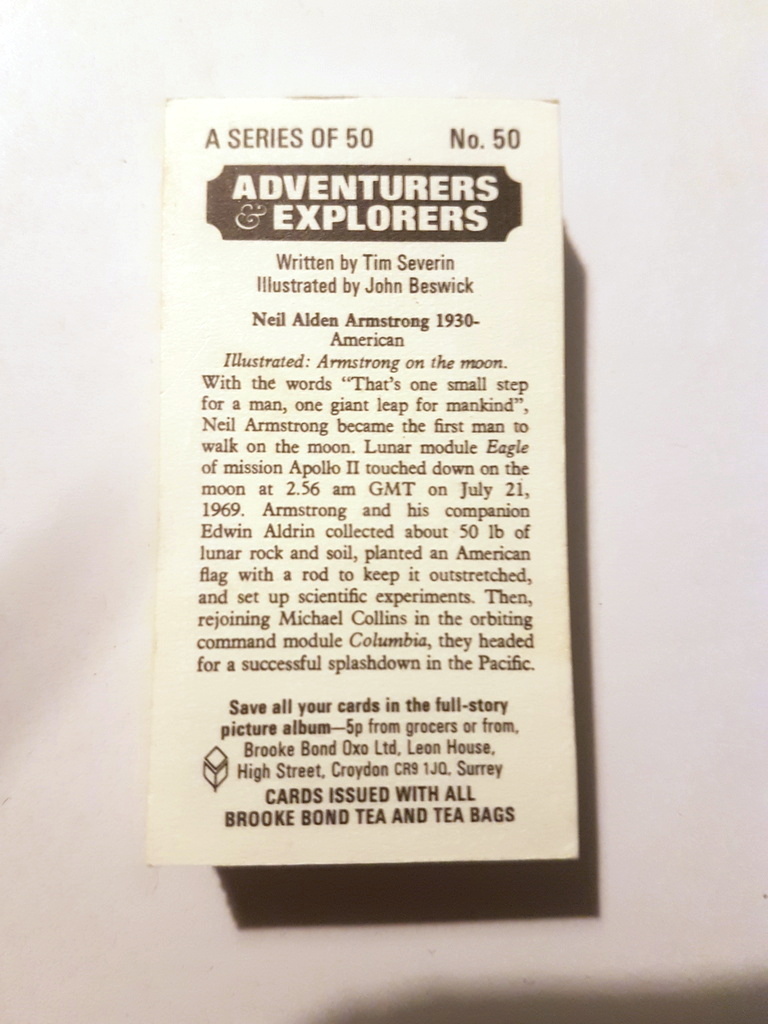 Photo of the back of these Adventurers & Explorers tea cards