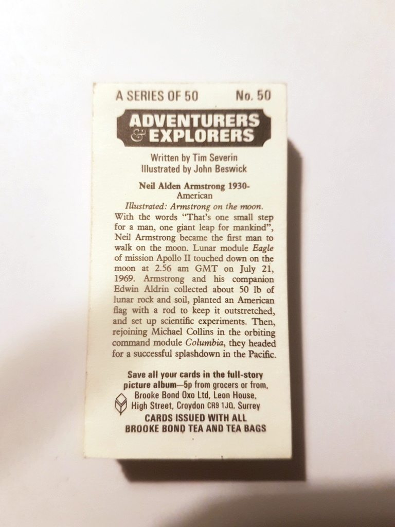 Photo of the back of these Adventurers & Explorers tea cards