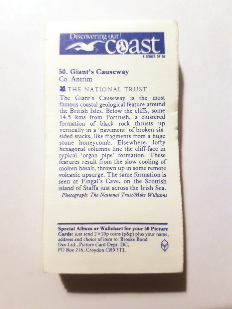 Photo of the back of these Discovering Our Coast tea cards