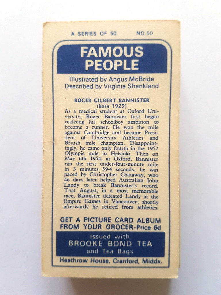 Photo of the back of these Famous People tea cards