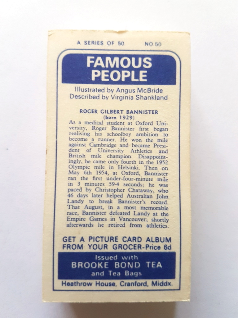 Photo of the back of these Famous People tea cards