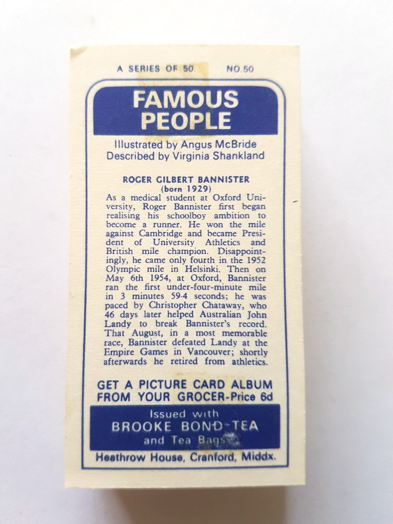 Photo of the back of these Famous People tea cards