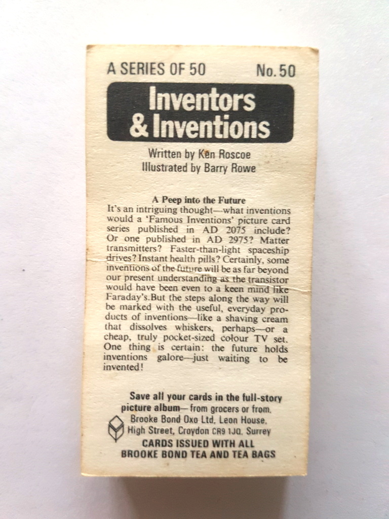 Photo of the back of these Inventors & Inventions tea cards