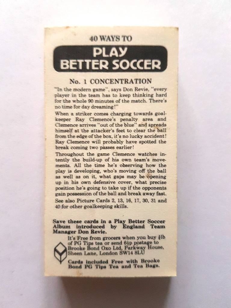 Photo of the back of these Play Better Soccer tea cards