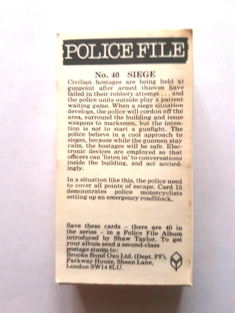 Photo of the back of these Police File tea cards