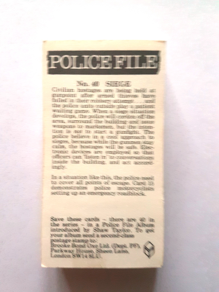 Photo of the back of these Police File tea cards