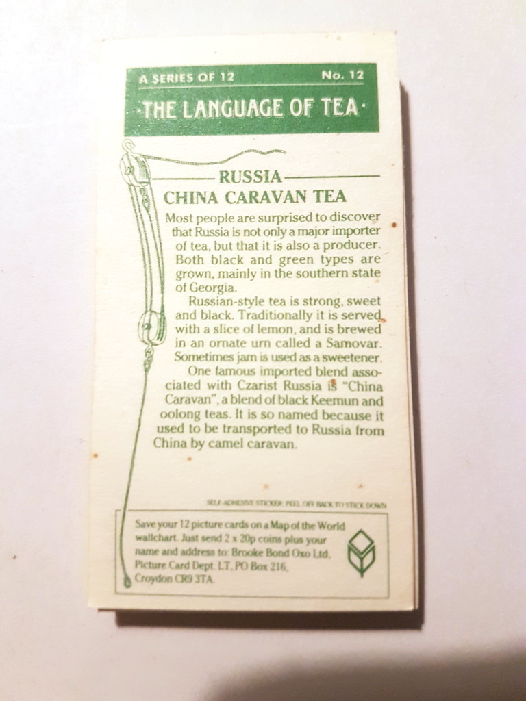 Photo of the back of these The Language of Tea tea cards