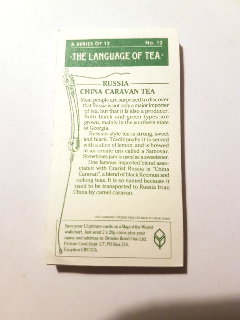 Photo of the back of these The Language of Tea tea cards