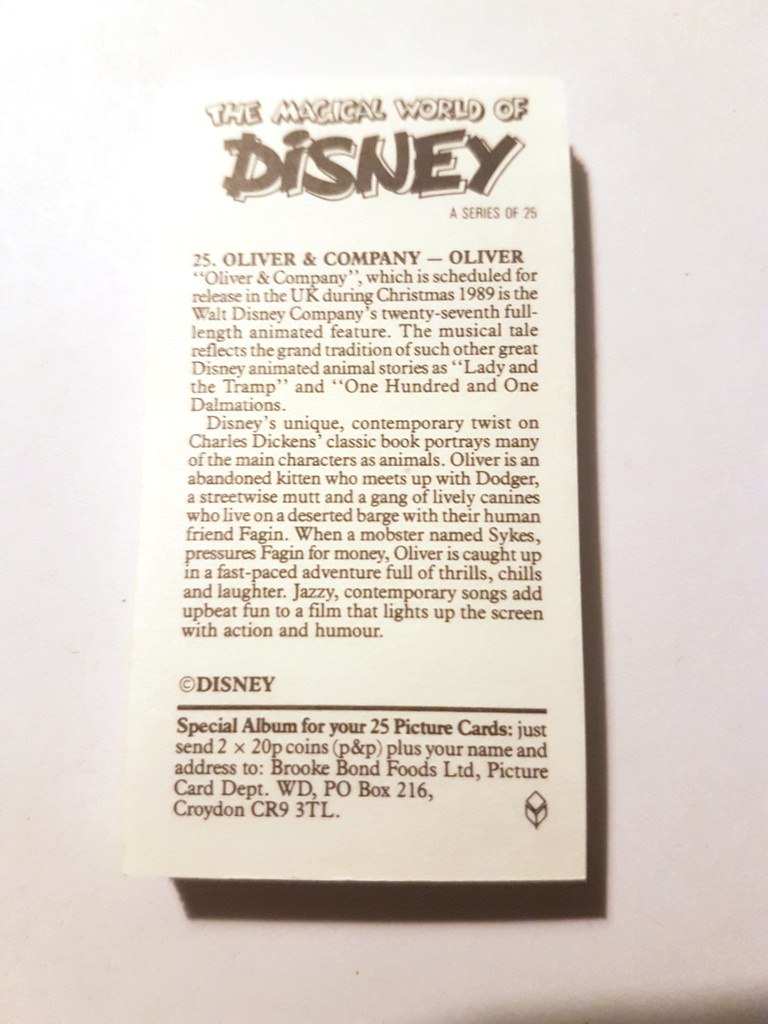 Photo of the back of these The Magical World of Disney tea cards