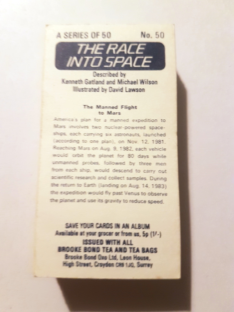 Photo of the back of these The Race into Space tea cards