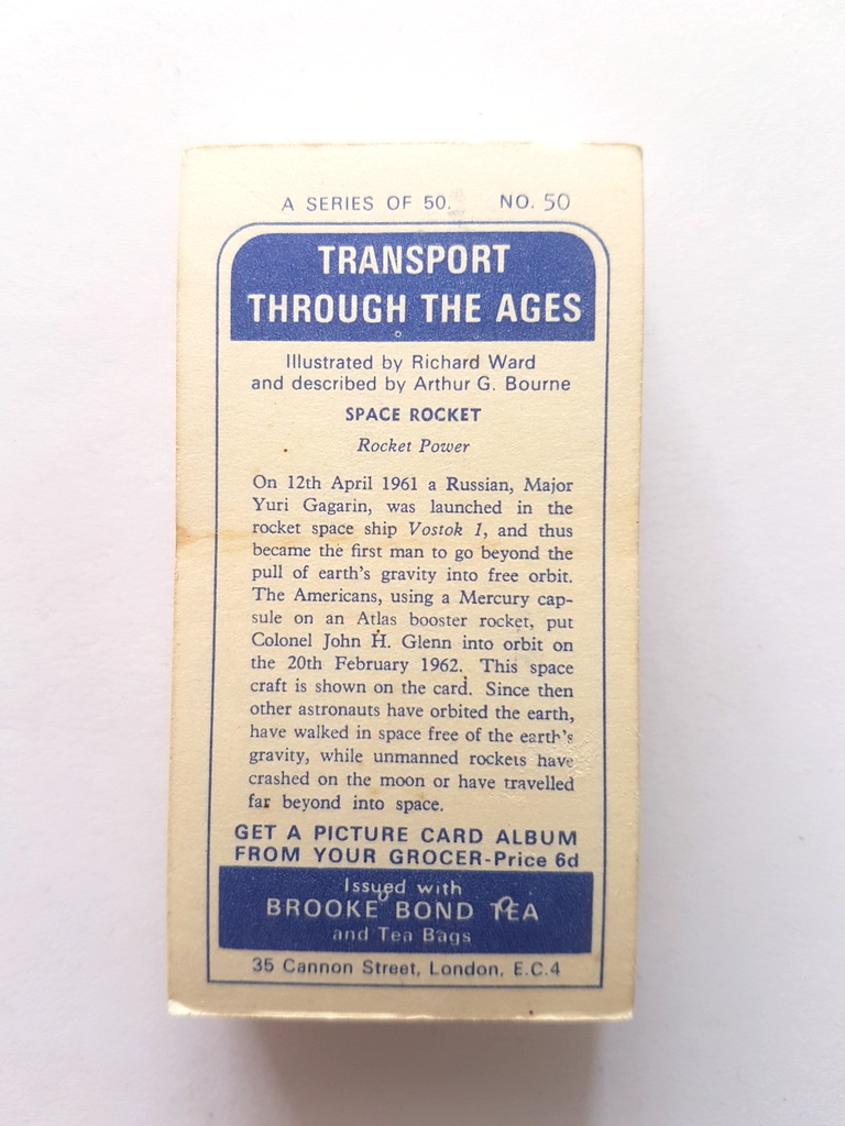 Photo of the back of these Transport Through the Ages tea cards