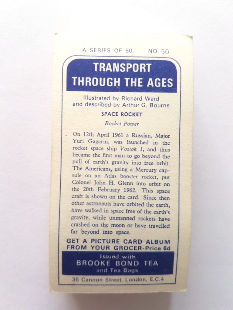 Photo of the back of these Transport Through the Ages tea cards