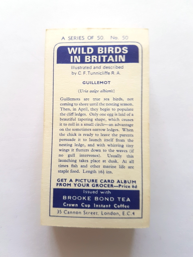 Photo of the back of these Wild Birds in Britain tea cards