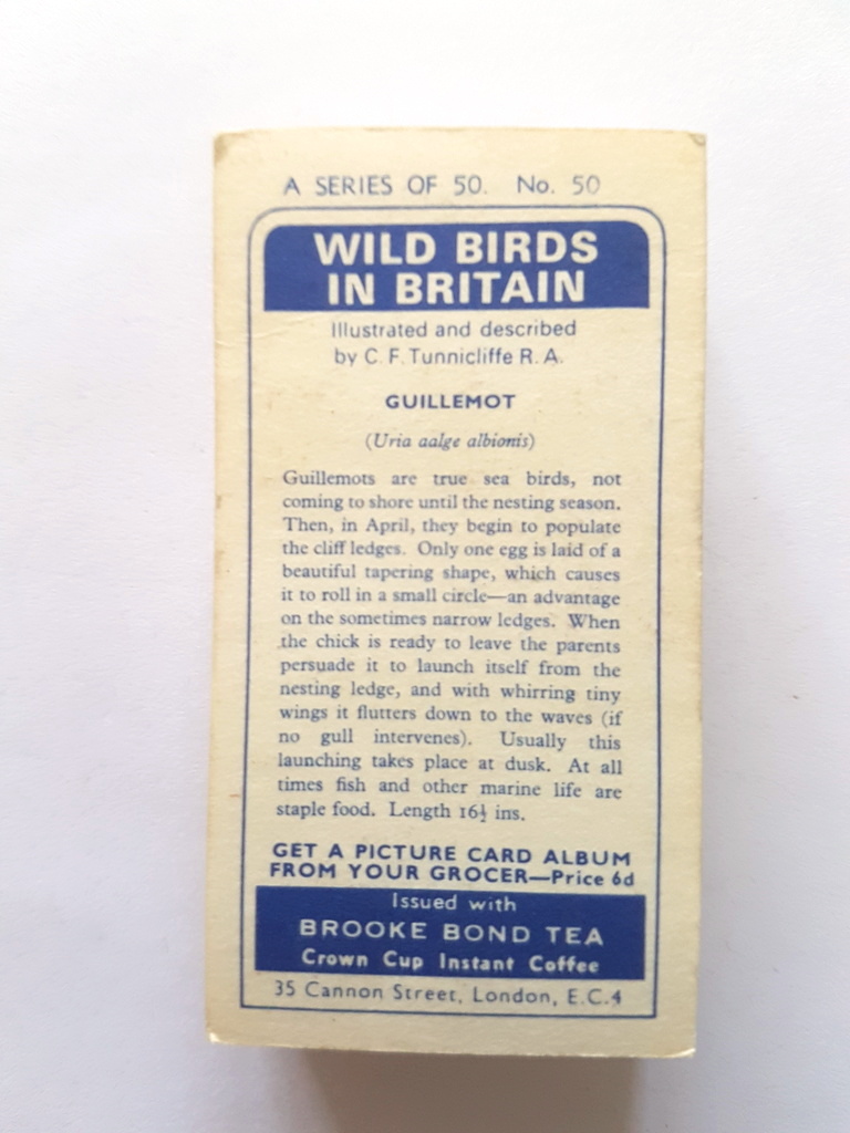 Photo of the back of these Wild Birds in Britain tea cards