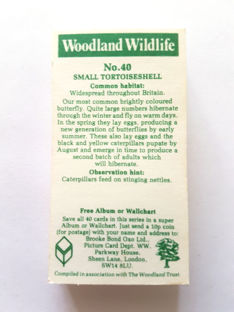 Photo of the back of these Woodland Wildlife tea cards