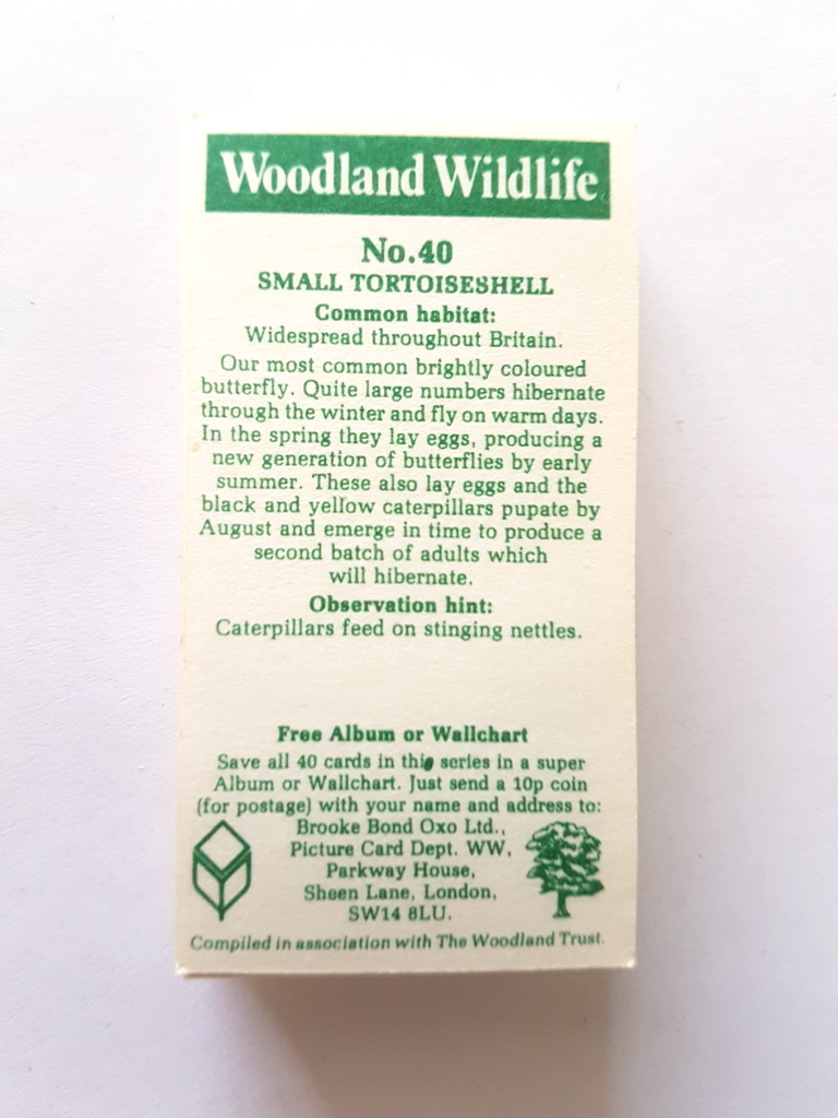 Photo of the back of these Woodland Wildlife tea cards