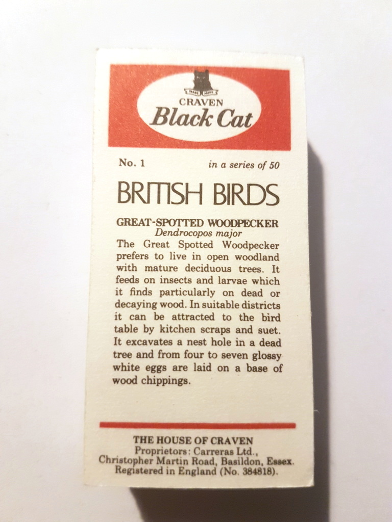 Photo of the back of these British Birds cigarette cards