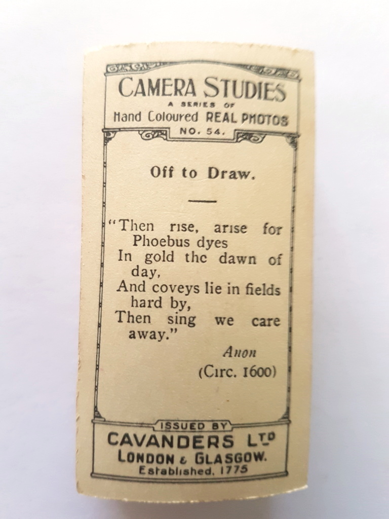 Photo of the back of these Camera Studies cigarette cards