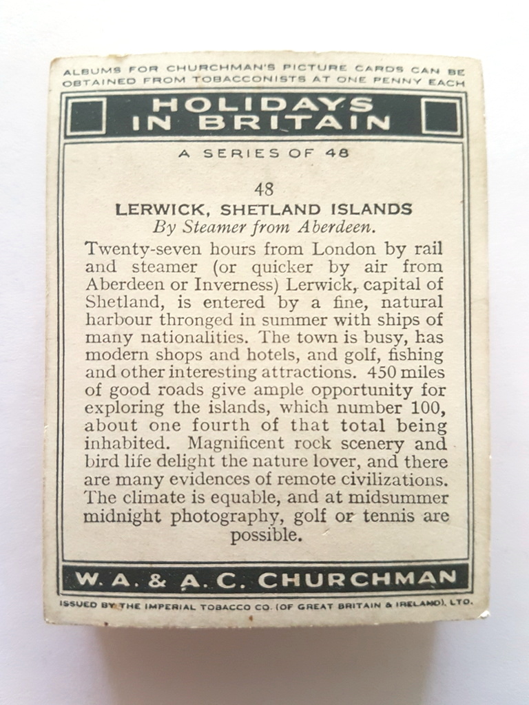 Photo of the back of these Holidays in Britain (views only) cigarette cards