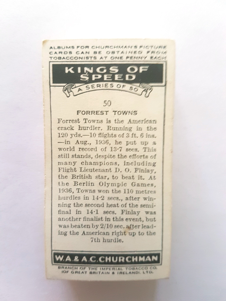 Photo of the back of these Kings of Speed cigarette cards