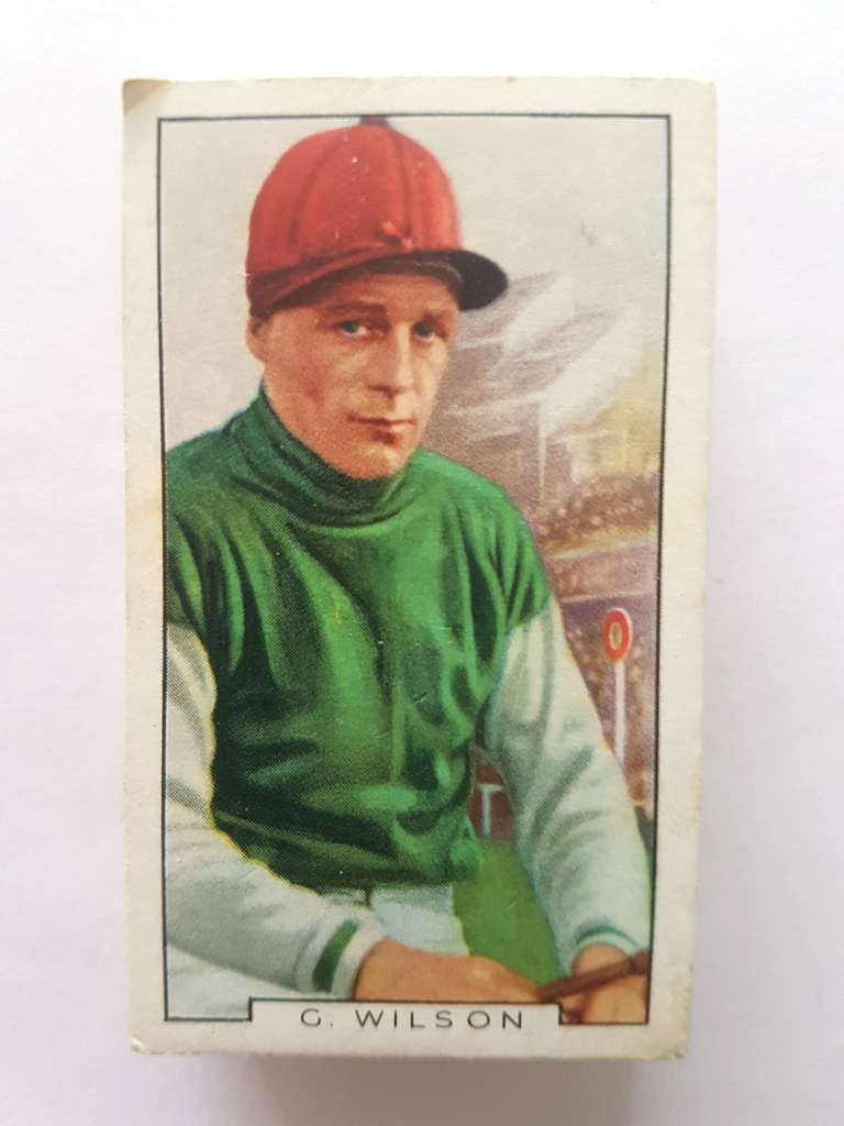 Photo of the front of these Sporting Personalities cigarette cards