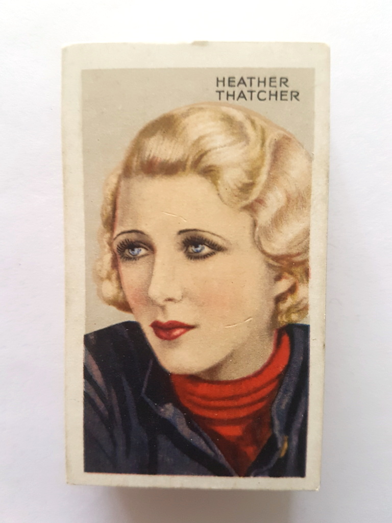 Photo of the front of these Stars of Screen & Stage (green) cigarette cards