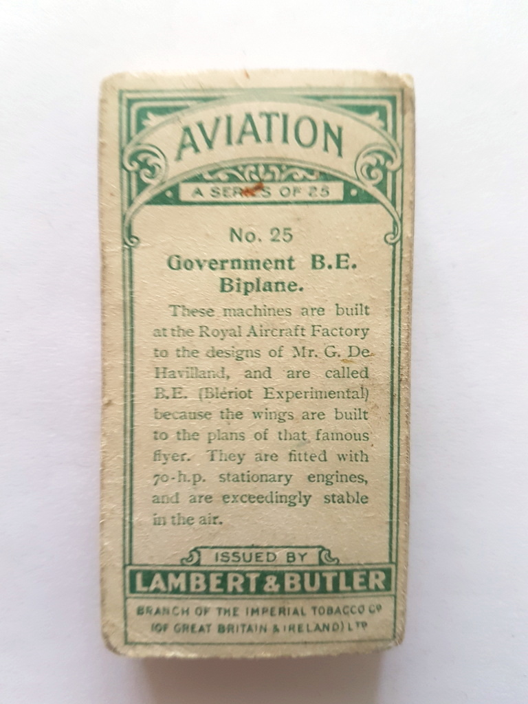 Photo of the back of these Aviation cigarette cards