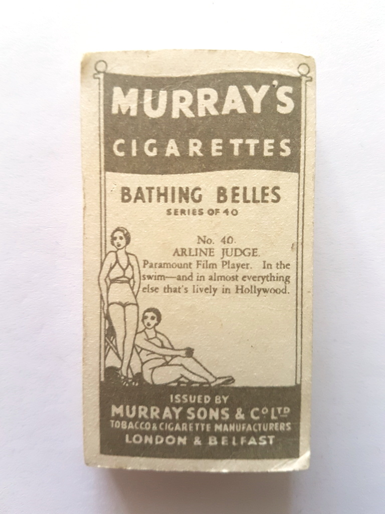 Photo of the back of these Bathing Belles cigarette cards