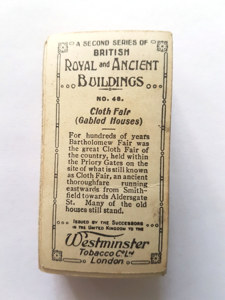 Photo of the back of these British Royal and Ancient Buildings (2nd) cigarette cards