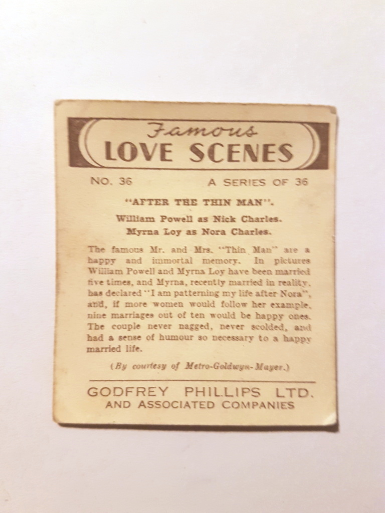 Photo of the back of these Famous Love Scenes cigarette cards