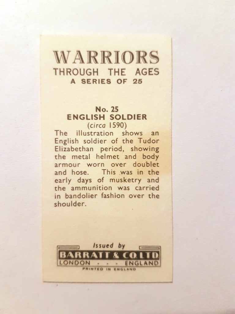 Photo of the back of these Warriors Through the Ages trade cards