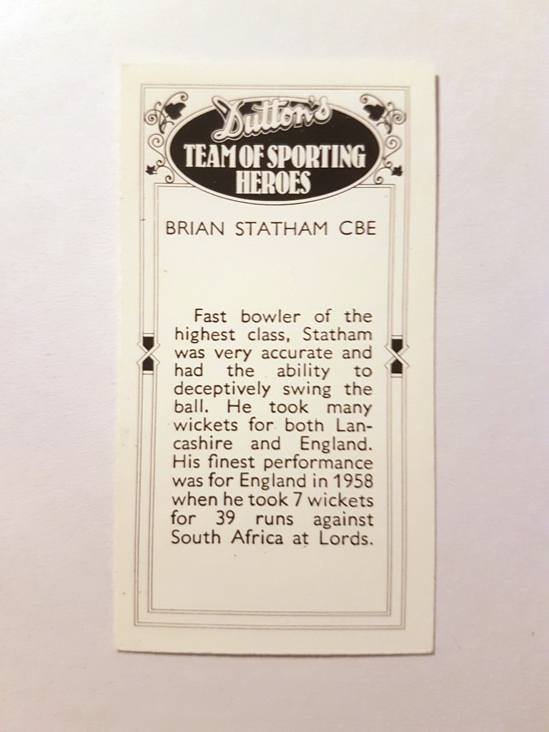 Photo of the back of these Team of Sporting Heroes trade cards