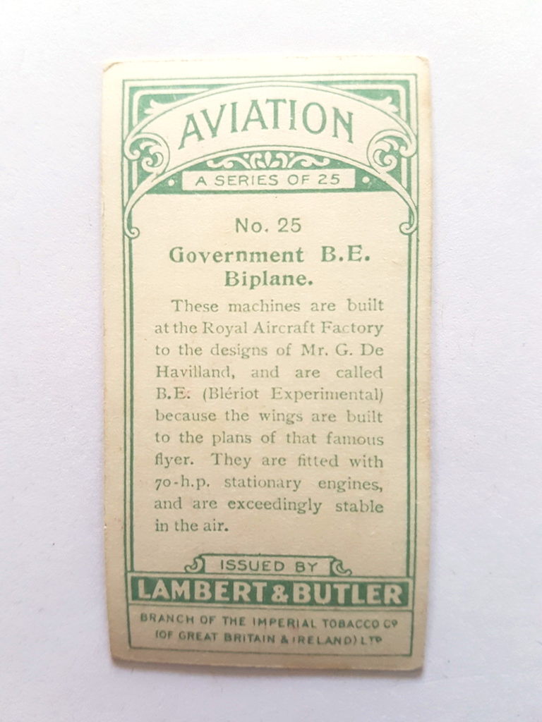 Photo of the back of these Aviation cigarette cards