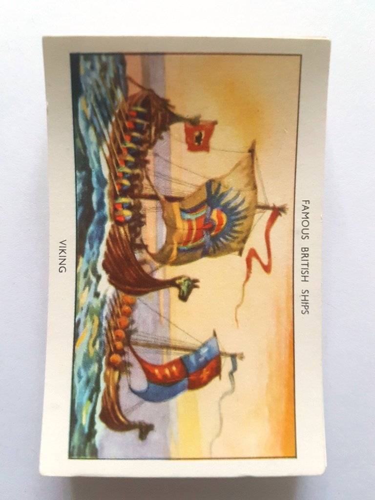 Photo of the front of these Famous British Ships (1st) cigarette cards