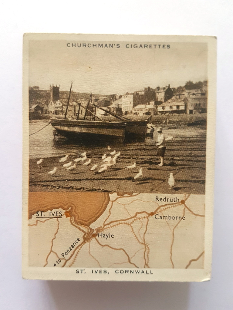 Photo of the front of these Holidays in Britain (views and maps) cigarette cards