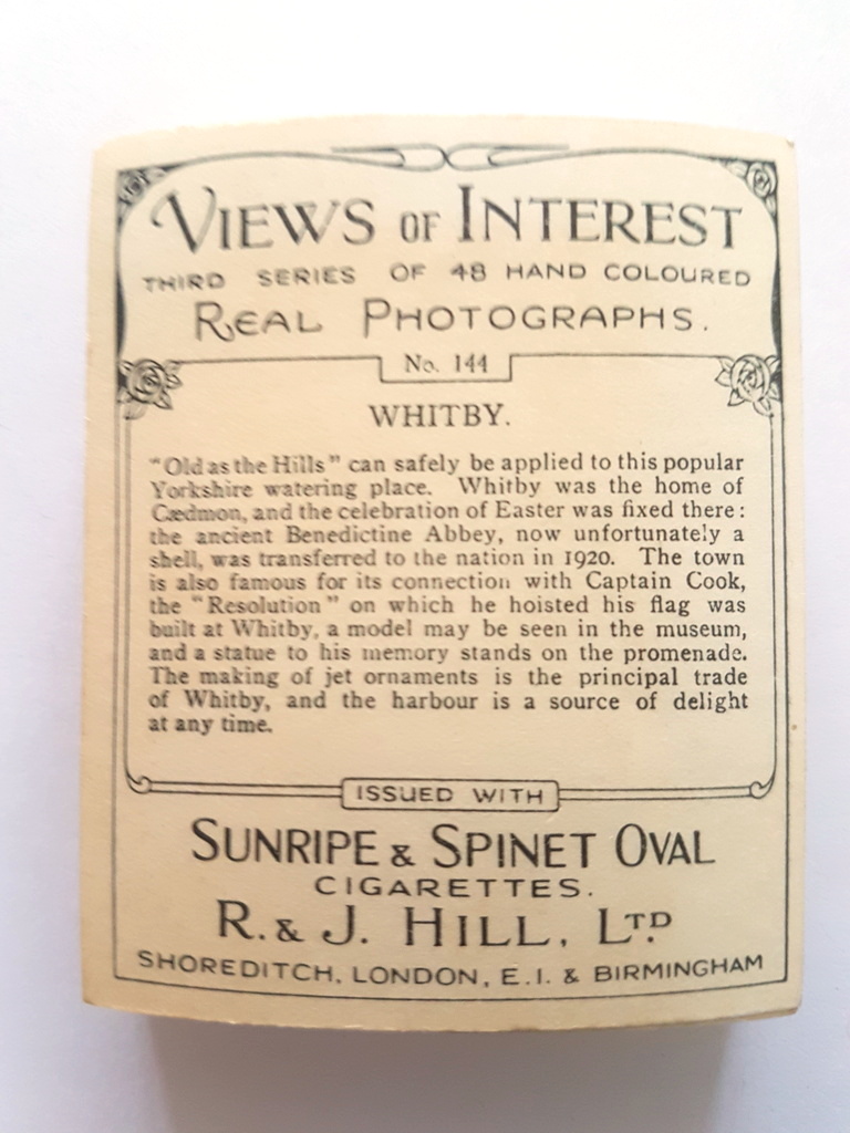 Photo of the back of these Views of Interest (3rd) cigarette cards