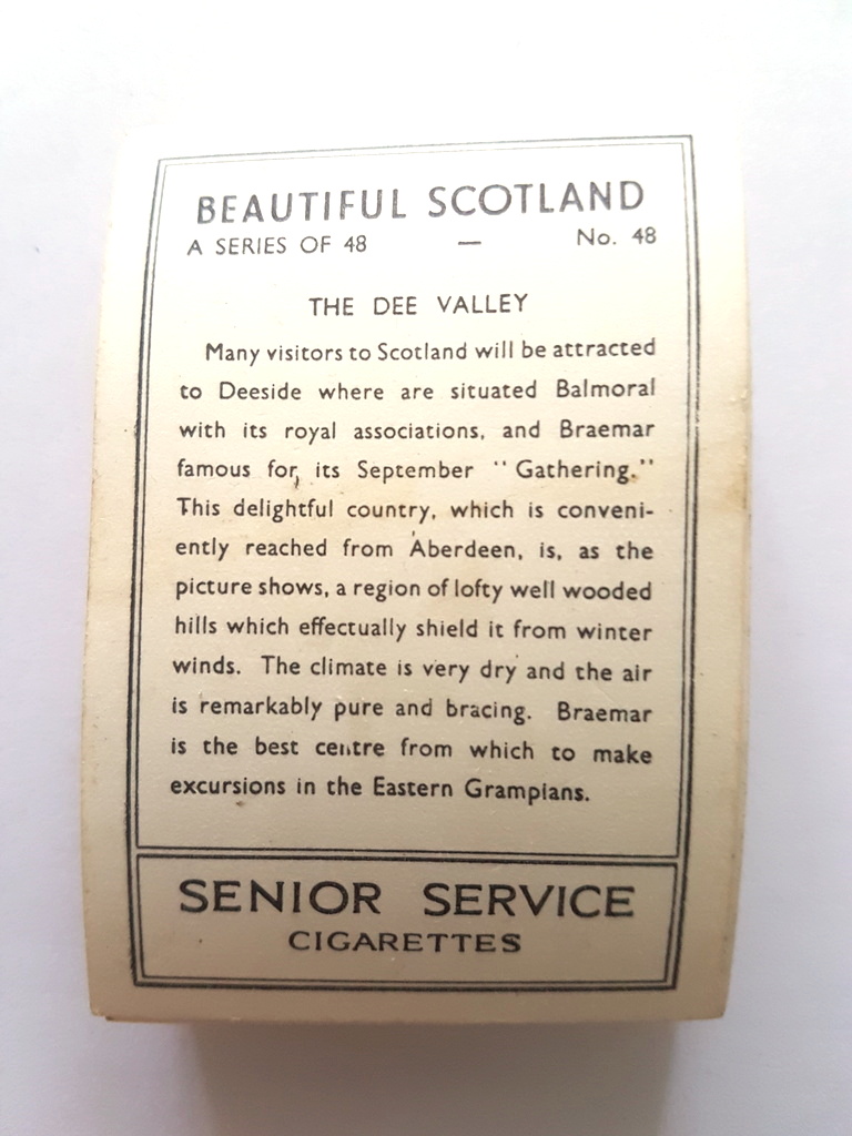 Photo of the back of these Beautiful Scotland (M) cigarette cards