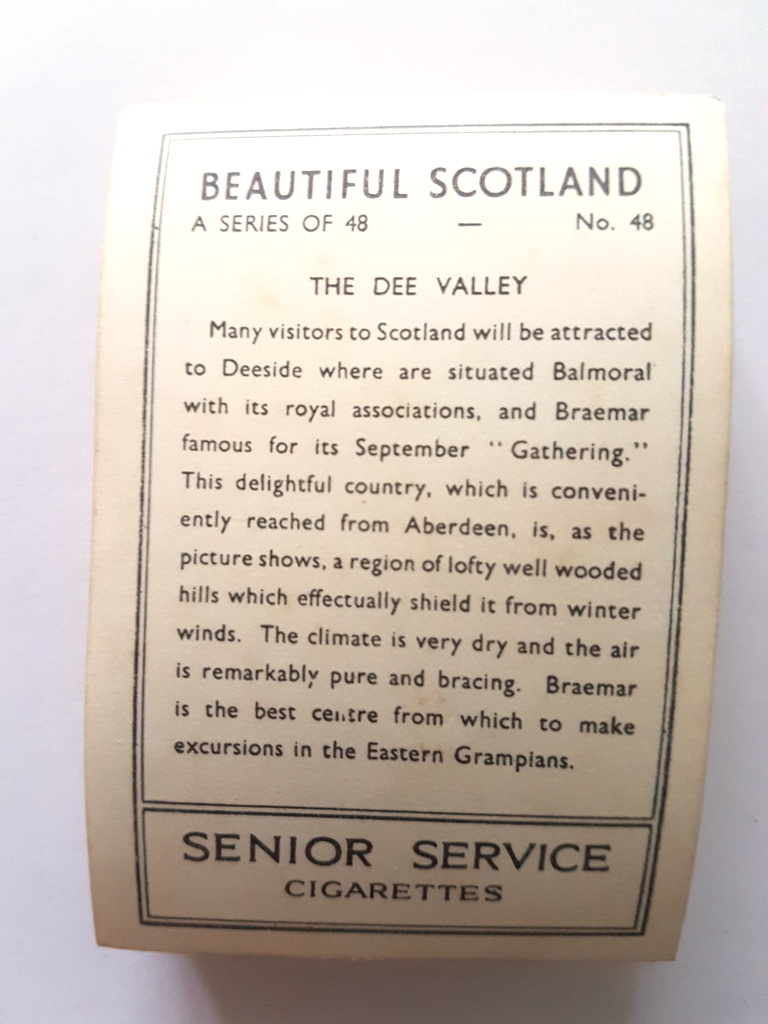 Photo of the back of these Beautiful Scotland (M) cigarette cards