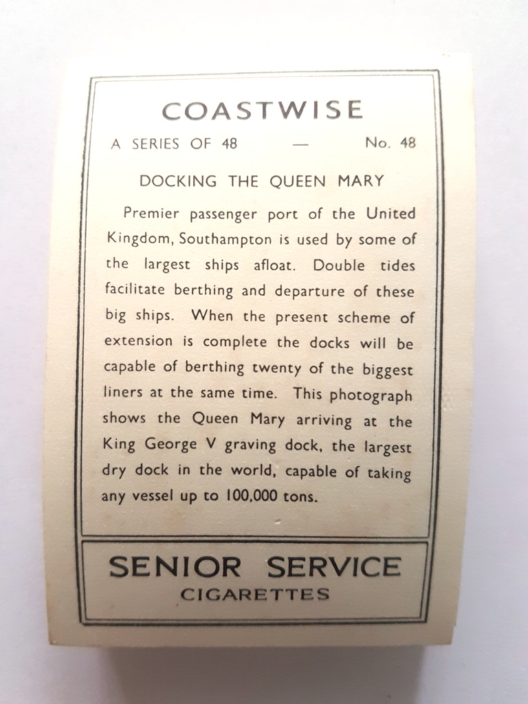 Photo of the back of these Coastwise (M) cigarette cards