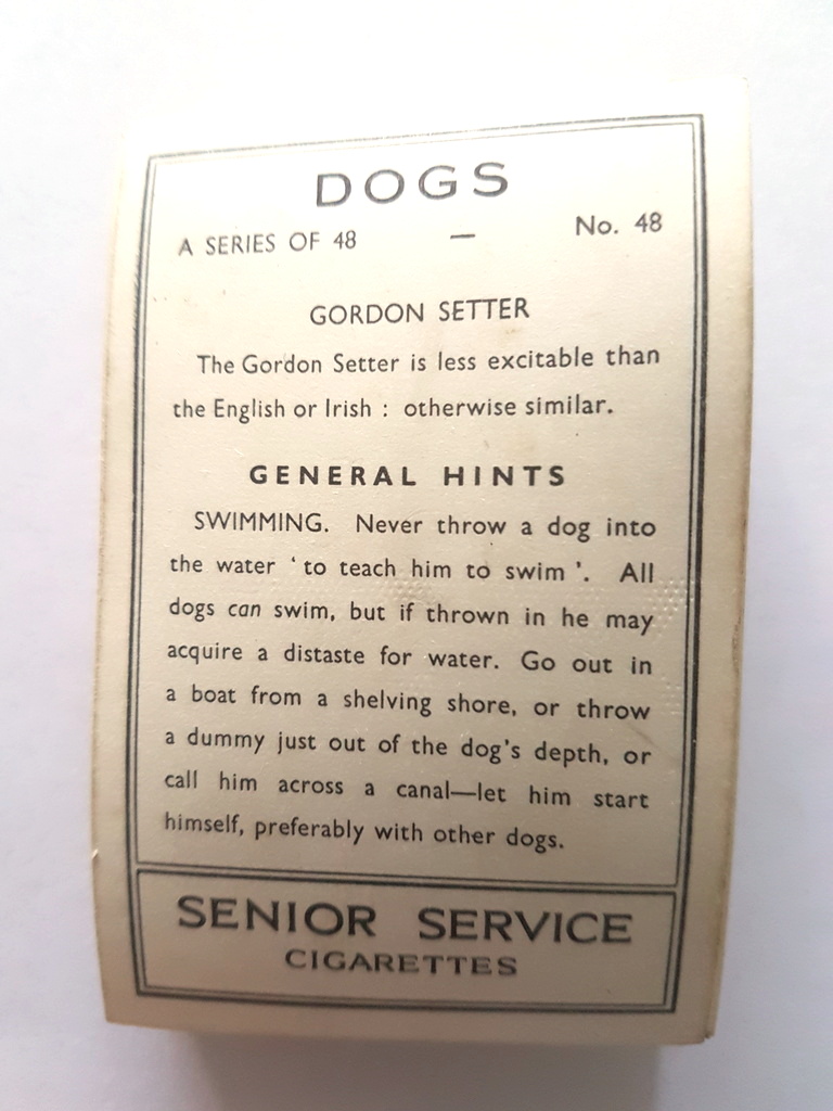 Photo of the back of these Dogs cigarette cards