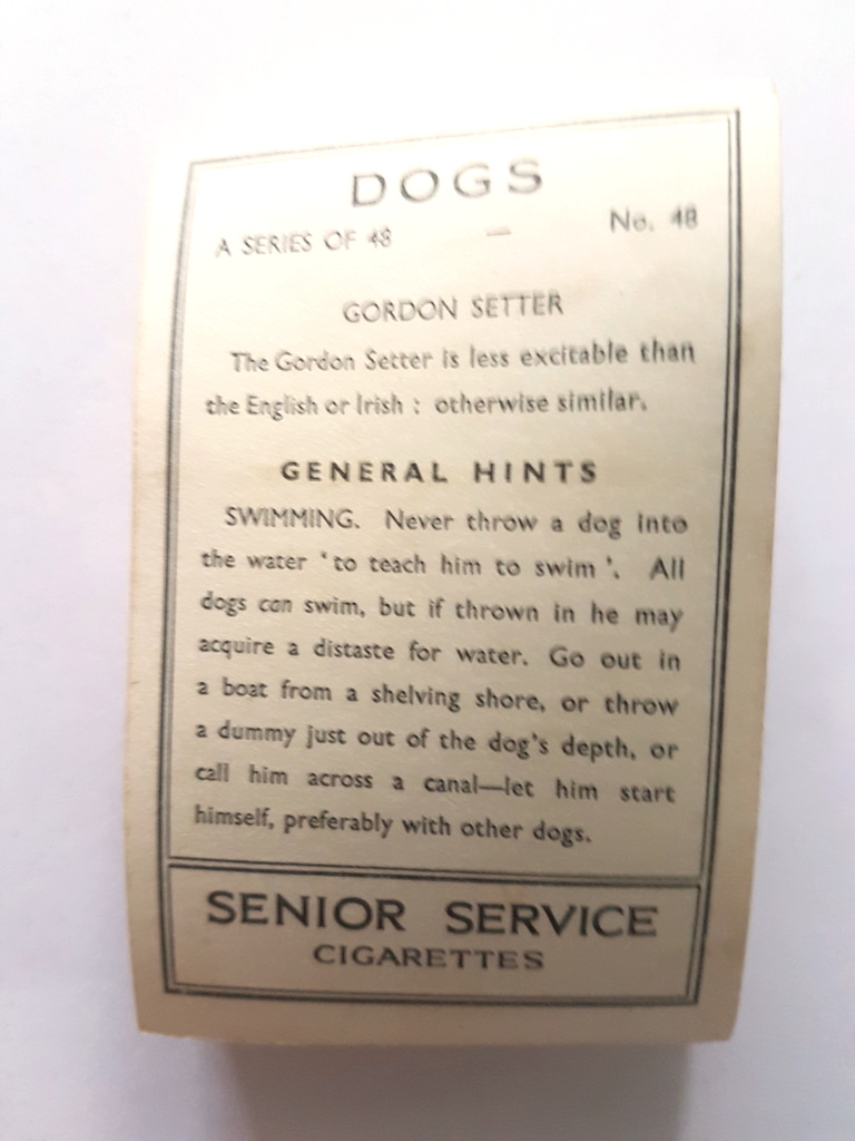 Photo of the back of these Dogs cigarette cards