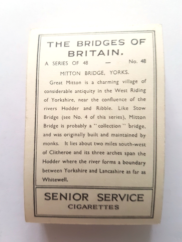 Photo of the back of these The Bridges of Britain cigarette cards