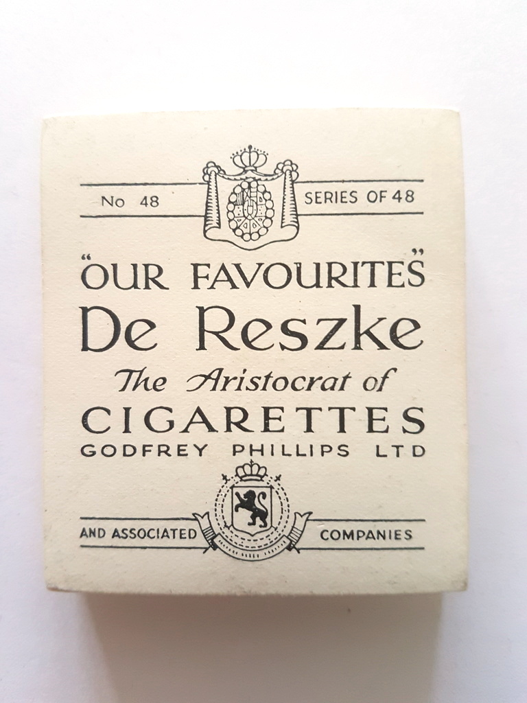 Photo of the back of these "Our Favourites" cigarette cards