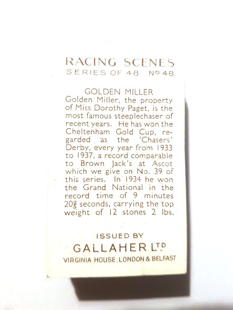 Photo of the back of these Racing Scenes cigarette cards