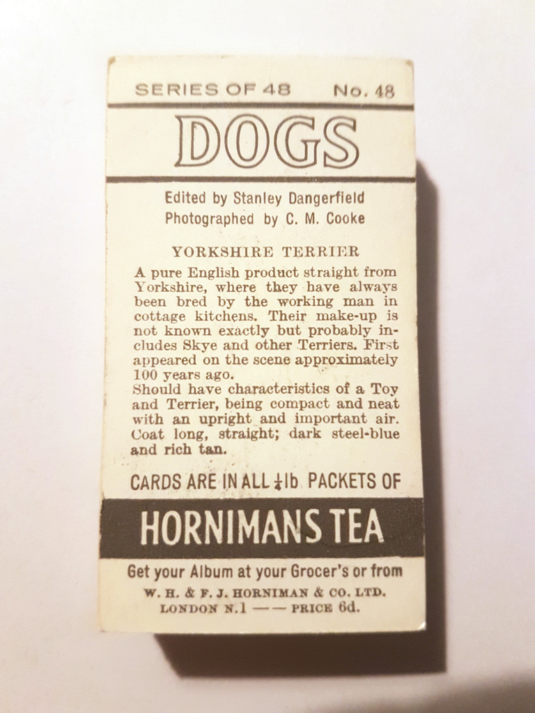 Photo of the back of these Dogs tea cards