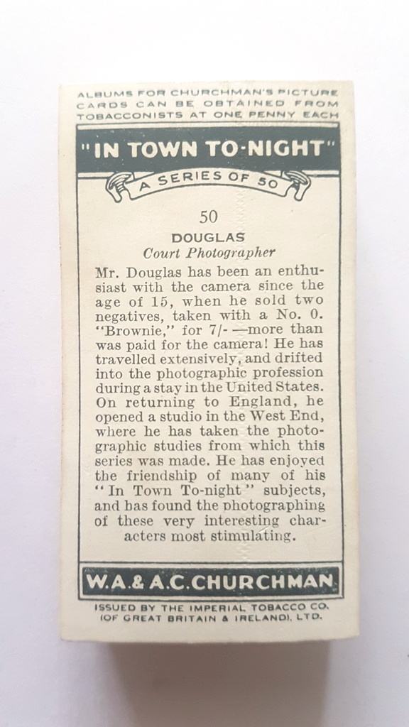 Photo of the back of these In Town To-night cigarette cards