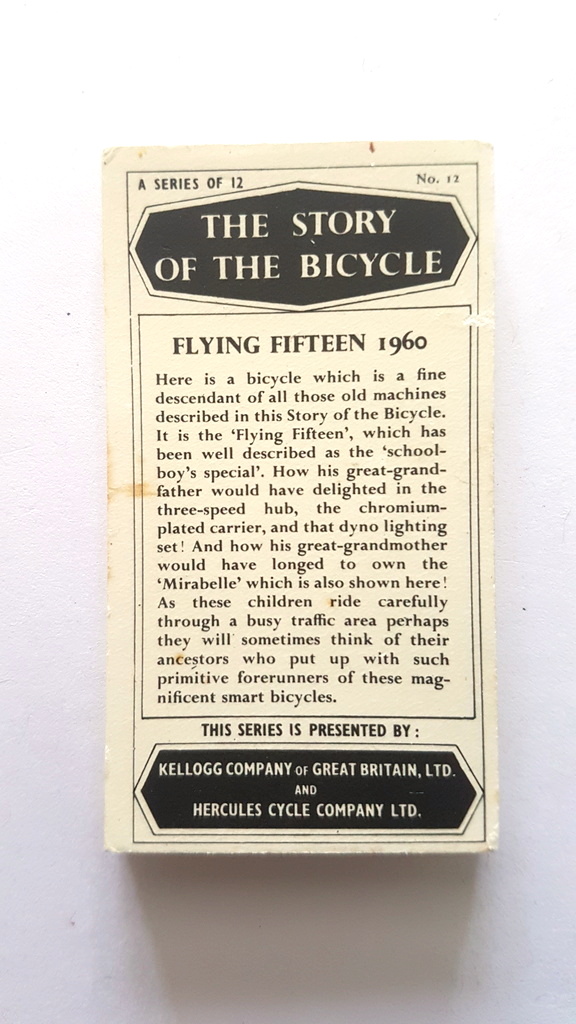 Photo of the back of these The Story of the Bicycle trade cards